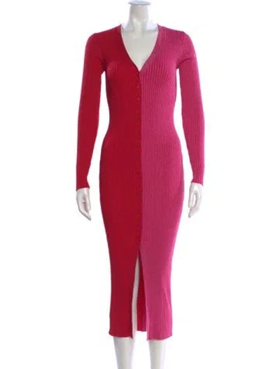 Pre-owned Staud Colorblock Pattern Midi Length Dress