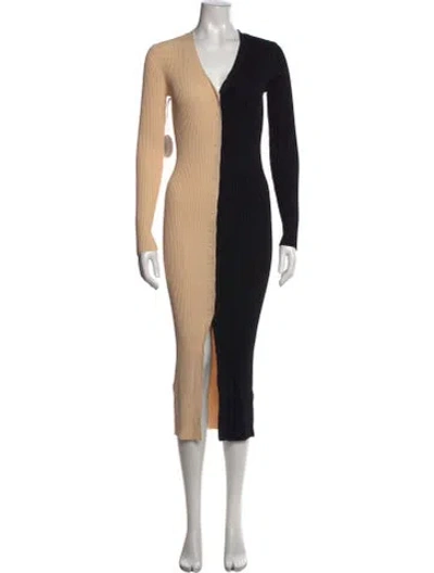 Pre-owned Staud Colorblock Pattern Midi Length Dress In Black/neutrals