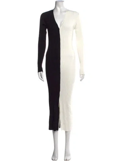 Pre-owned Staud Colorblock Pattern Midi Length Dress In Black/white