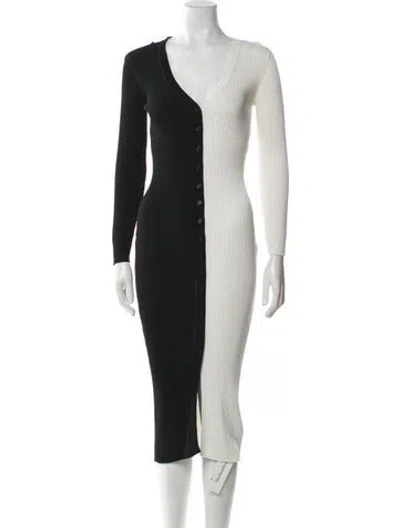 Pre-owned Staud Colorblock Pattern Midi Length Dress In Blue