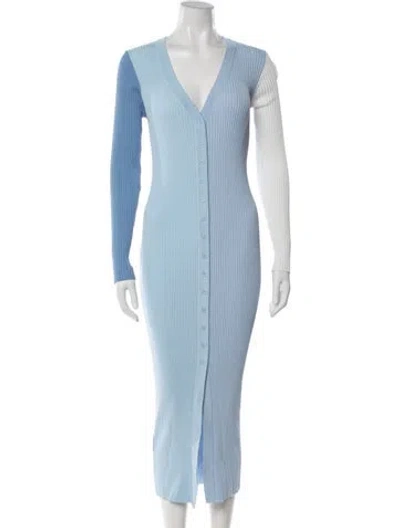 Pre-owned Staud Colorblock Pattern Midi Length Dress In Blue