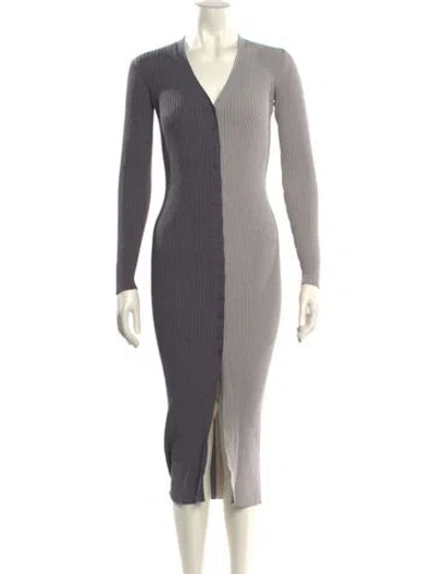 Pre-owned Staud Colorblock Pattern Midi Length Dress In Gray
