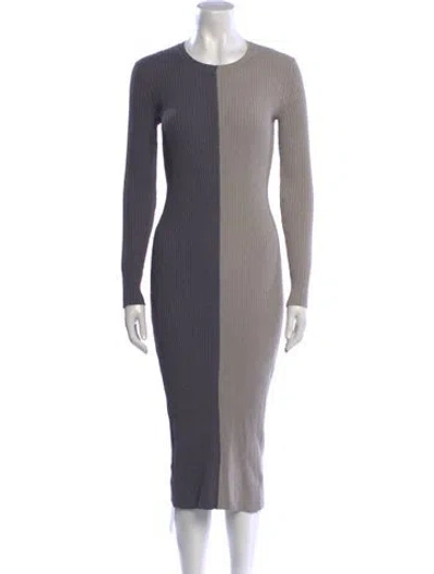 Pre-owned Staud Colorblock Pattern Midi Length Dress In Gray
