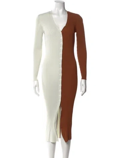 Pre-owned Staud Colorblock Pattern Midi Length Dress In Multi