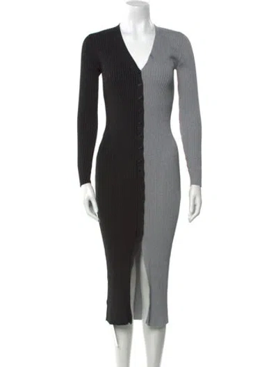 Pre-owned Staud Colorblock Pattern Midi Length Dress In Multi