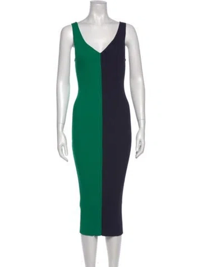 Pre-owned Staud Colorblock Pattern Midi Length Dress In Multi