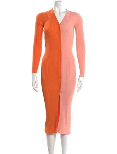 Pre-owned Staud Colorblock Pattern Midi Length Dress In Multi