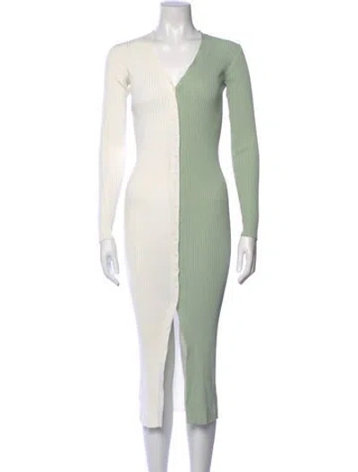 Pre-owned Staud Colorblock Pattern Midi Length Dress In Multi