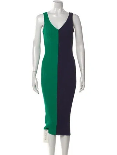 Pre-owned Staud Colorblock Pattern Midi Length Dress In Multi