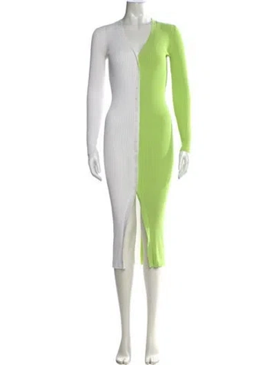 Pre-owned Staud Colorblock Pattern Midi Length Dress In Multi