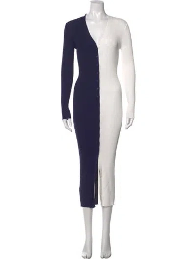 Pre-owned Staud Colorblock Pattern Midi Length Dress In Multi