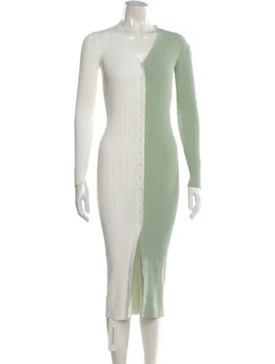 Pre-owned Staud Colorblock Pattern Midi Length Dress In Multi