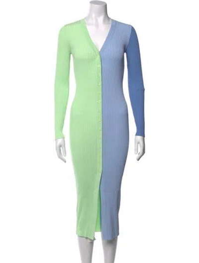 Pre-owned Staud Colorblock Pattern Midi Length Dress In Multi