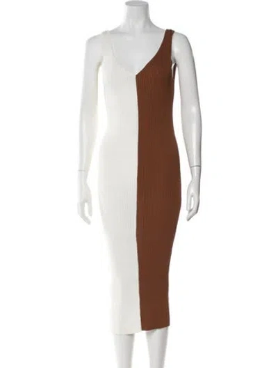 Pre-owned Staud Colorblock Pattern Midi Length Dress In Multi