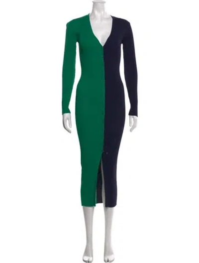 Pre-owned Staud Colorblock Pattern Midi Length Dress In Multi