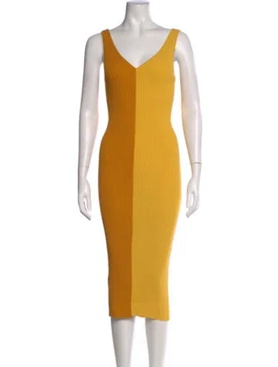 Pre-owned Staud Colorblock Pattern Midi Length Dress In Orange
