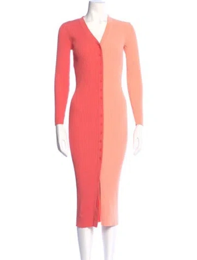 Pre-owned Staud Colorblock Pattern Midi Length Dress In Pink