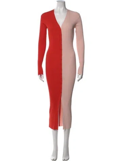 Pre-owned Staud Colorblock Pattern Midi Length Dress In Pink