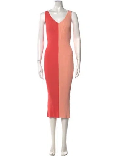 Pre-owned Staud Colorblock Pattern Midi Length Dress In Pink