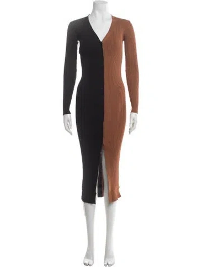 Pre-owned Staud Colorblock Pattern Midi Length Dress W/ Tags In Black