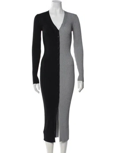 Pre-owned Staud Colorblock Pattern Midi Length Dress W/ Tags In Blue