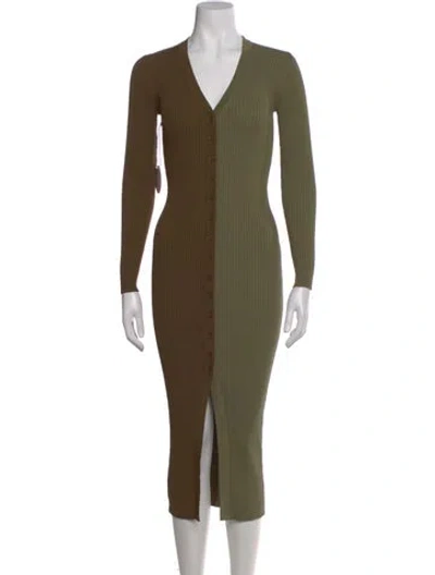Pre-owned Staud Colorblock Pattern Midi Length Dress W/ Tags In Green
