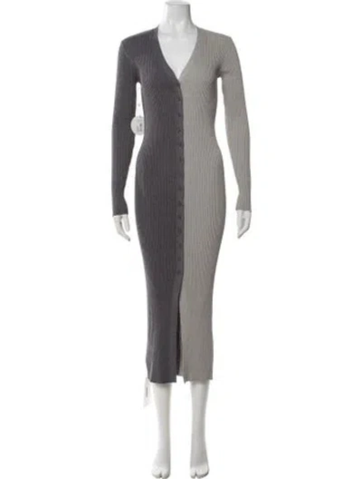 Pre-owned Staud Colorblock Pattern Midi Length Dress W/ Tags In Grey