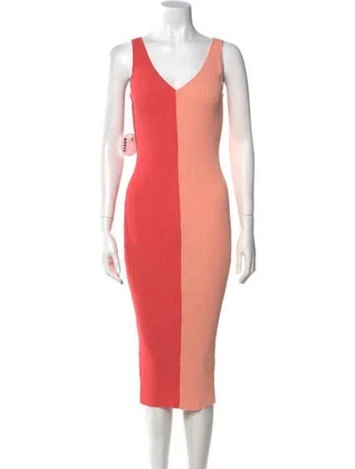 Pre-owned Staud Colorblock Pattern Midi Length Dress W/ Tags In Pink