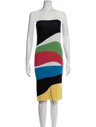 Pre-owned Staud Colorblock Pattern Midi Length Skirt In Black