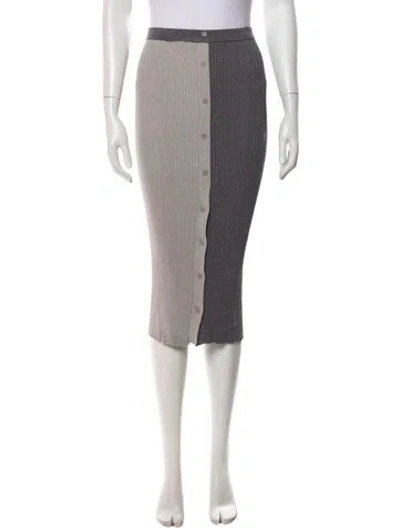 Pre-owned Staud Colorblock Pattern Midi Length Skirt In Grey