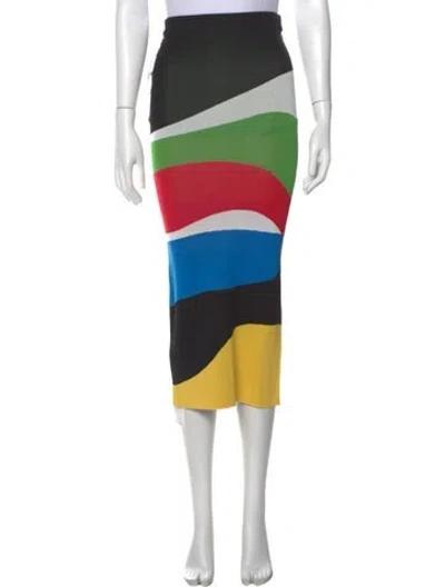 Pre-owned Staud Colorblock Pattern Midi Length Skirt W/ Tags In Black