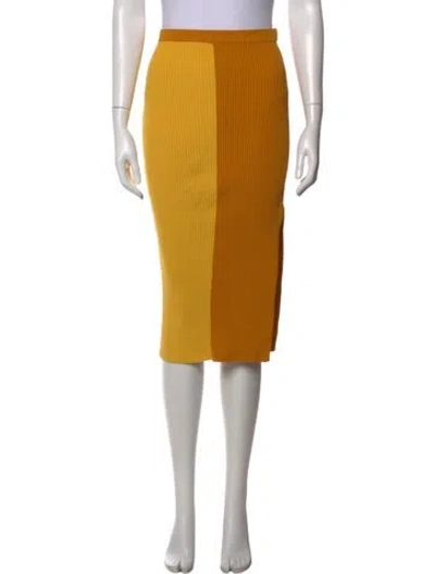 Pre-owned Staud Colorblock Pattern Midi Length Skirt In Yellow