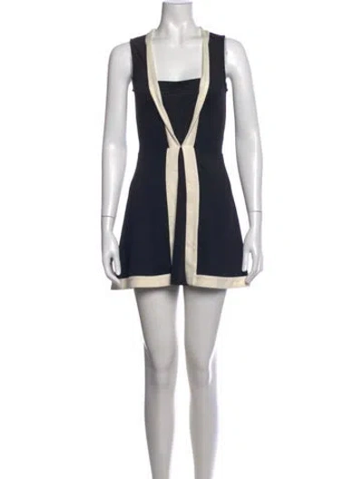 Pre-owned Staud Colorblock Pattern Mini Dress In Black