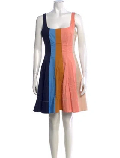 Pre-owned Staud Colorblock Pattern Mini Dress In Blue