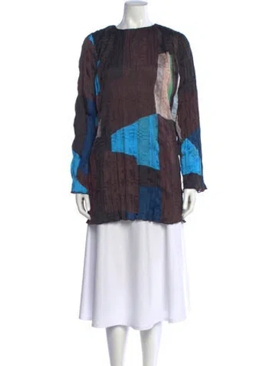 Pre-owned Staud Colorblock Pattern Mini Dress In Blue