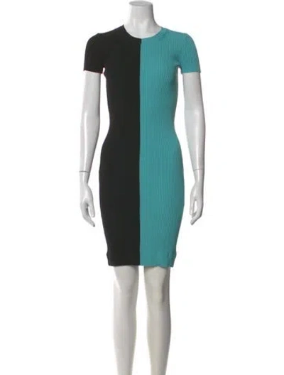 Pre-owned Staud Colorblock Pattern Mini Dress In Green