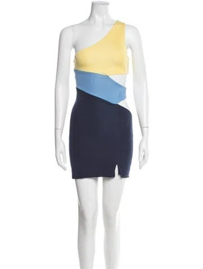 Pre-owned Staud Colorblock Pattern Mini Dress In Multi