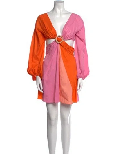 Pre-owned Staud Colorblock Pattern Mini Dress In Pink