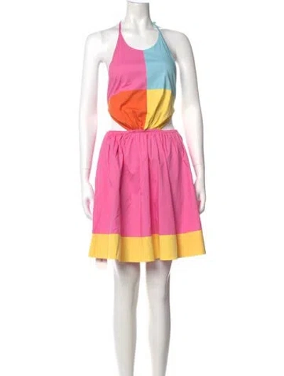 Pre-owned Staud Colorblock Pattern Mini Dress In Pink