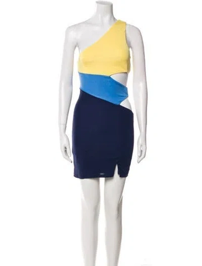 Pre-owned Staud Colorblock Pattern Mini Dress W/ Tags In Blue