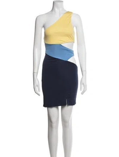 Pre-owned Staud Colorblock Pattern Mini Dress W/ Tags In Blue