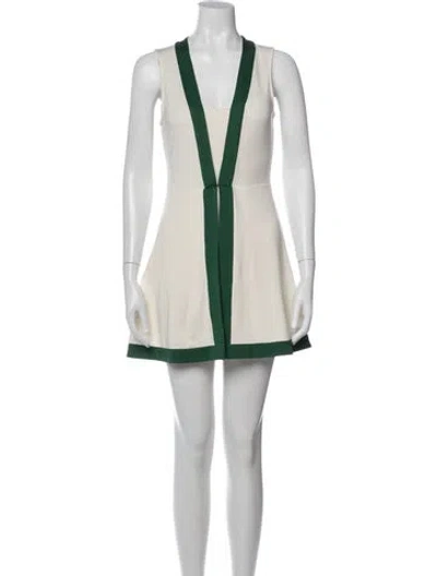 Pre-owned Staud Colorblock Pattern Mini Dress W/ Tags In Neutral