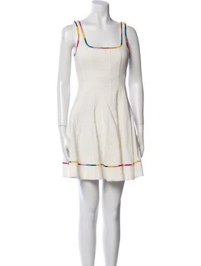 Pre-owned Staud Colorblock Pattern Mini Dress In White