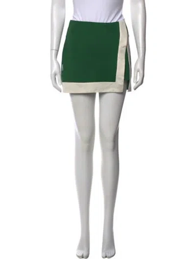 Pre-owned Staud Colorblock Pattern Mini Skirt In Green