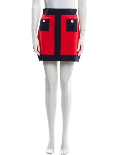 Pre-owned Staud Colorblock Pattern Mini Skirt In Red