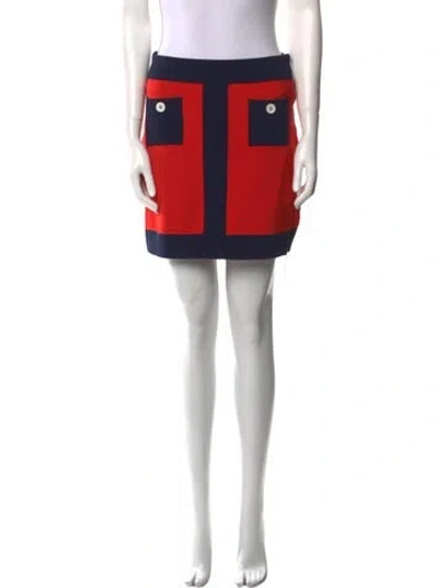 Pre-owned Staud Colorblock Pattern Mini Skirt In Red