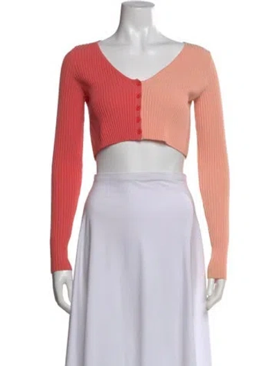 Pre-owned Staud Colorblock Pattern Scoop Neck Sweater In Pink