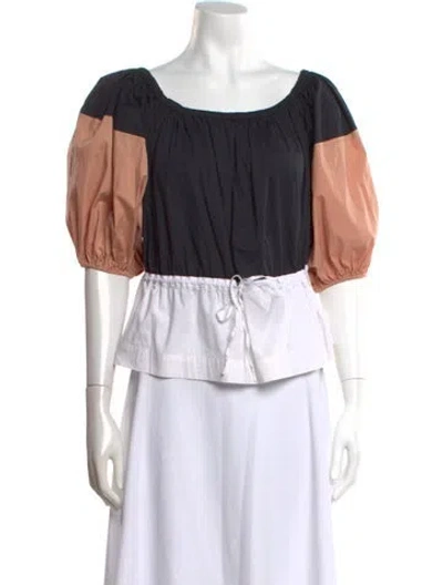 Pre-owned Staud Colorblock Pattern Scoop Neck Top In Multi