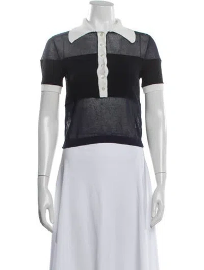 Pre-owned Staud Colorblock Pattern Short Sleeve Polo In Blue