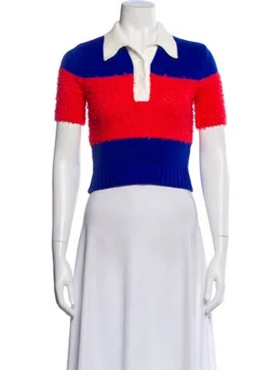 Pre-owned Staud Colorblock Pattern Short Sleeve Polo In Multi